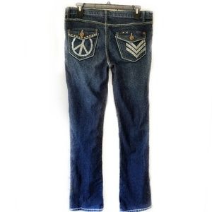 Makaveli Straight Leg Peace Sign Stud Pocket Jeans
